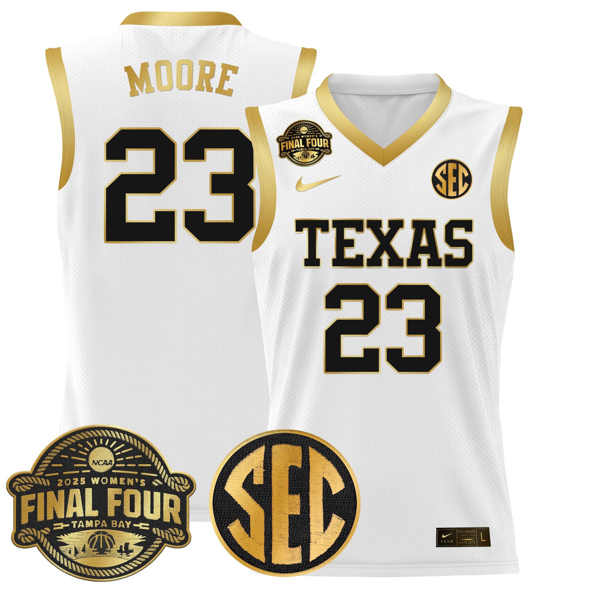 Men Texas Longhorns #23 Moore White Nike 2025 Final Four Patch Lightweight Basketball NCAA Jerseys